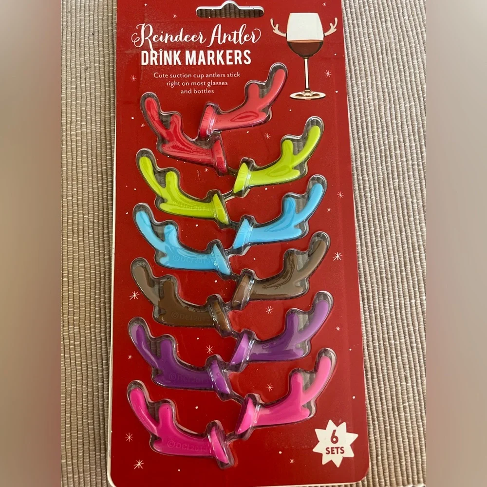 Reindeer Antler Drink Markers! Brand New! From Sur La Table. Set of 6